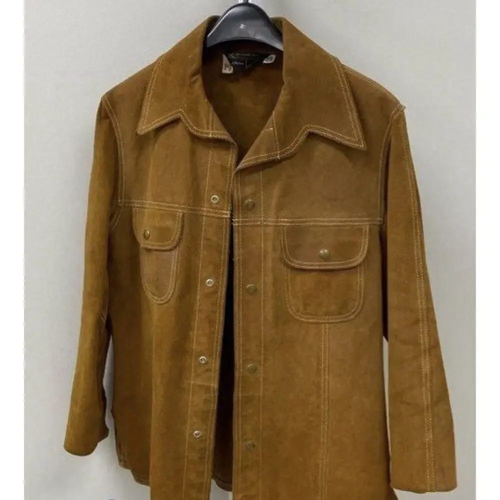 VINTAGE JC PENNY SPLIT COWHIDE SNAP BUTTON UP JACKET Med 38 WITH SNAP POCKETS